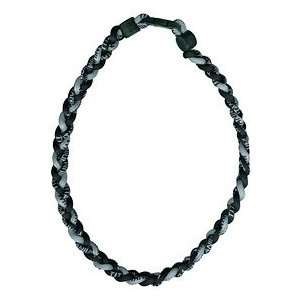 Titanium Ionic Braided Necklace   Black/Silver