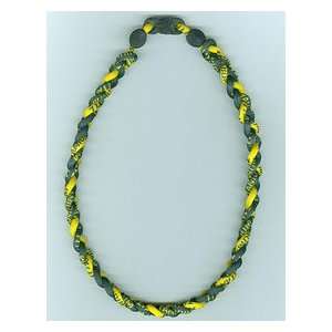    Titanium Ionic Braided Necklace   Green/Gold