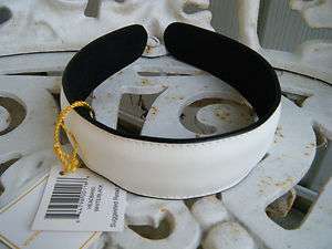 VERA BRADLEY   BAEKGAARD Leather Headband WHITE / BLACK 1 1/2 Wide 