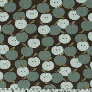  45 Wide Baby Wale Corduroy Apples Turquoise Fabric By 