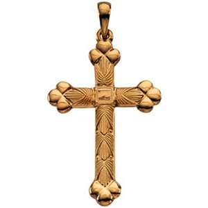  Prayerful Cross Pendant 32mm   Yellow Gold   Christian 