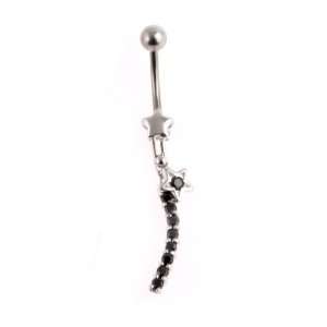   Plated Dangle Belly Ring   Star with Hand set CZ Stones Jewelry