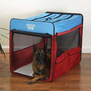 GUARDIAN GEAR COLLAPSIBLE DOG CRATE RED & BLUE X LARGE  