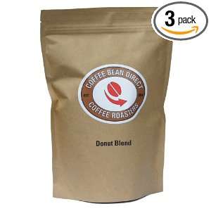 Coffee Bean Direct Donut Blend, Whole Bean Coffee, 16 Ounce Bags (Pack 