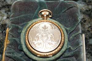   WOMENS 14KT SOLID GOLD ELGIN POCKET WATCH WITH ORIGINAL BOX  