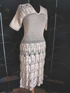 ANTIQUE PINEAPPLE HAND CROCHET VINTAGE 40s DRESS  