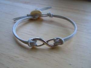 Infinity Eternity Love Symbol White Leather Bracelet  