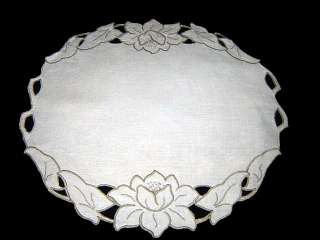 Vintage Madeira Embroidered Linen Table Center Piece  