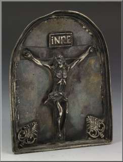 18th Century Spanish Colonial Silver Crucifix Plaque  