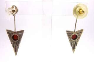   Set Sterling Silver Earrings & Necklace w/ Garnet Stone GREAT  