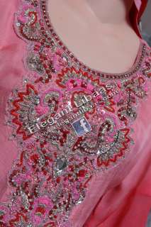 Indian Pakistani Designer Salwar Kameez Anarkali Heavy Work Pink and 