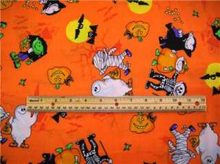 New Halloween Fabric BTY Spooky Ghosts Bats Spider  