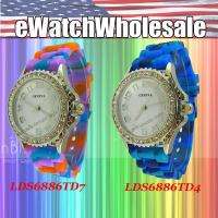   Wholesale Tie dye Rubber Strap Silicone CZ Jelly Watches   LDS6886LOT3