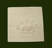 Eucharistic Pall , embroidered with the Agnus Dei reposing on the 
