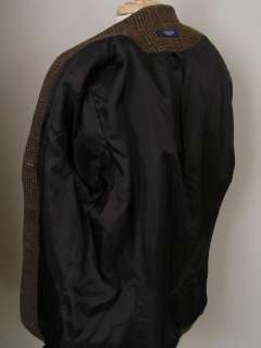 Chaps Tweed Blazer Jacket Equestrian Brown Plaid Wool Logo Buttons 16 