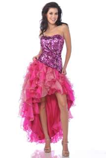   & LONG PROM SWEET 16 DRESS FORMAL HOT PINK SHOW STOPPER TRAIN  