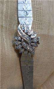 ladies estate 14k white gold Sura diamond covered manual watch  