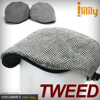 ililily Tweed Flat Cap Gray Cabbie Hat New Mens Wool Gatsby Ivy Irish 