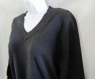 ANNE KLEIN SPORT New Black V Neck Long Sleeve Pullover Sweater Womens 