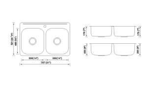 31 Stainless Steel Double Bowl Kitchen Sink Topmount Drop in Free 