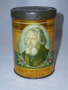 VINTAGE OLD MASTER COFFEE TIN CAN ADVERTISING 892   