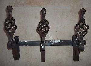 Rustic hand forged wrought iron coat hat hook wall rack hangers 