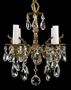   Crystal Chandelier Pendant Ceiling Light Ornate Vintage European Brass