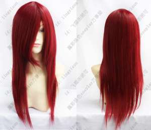 New Long Dark RED Cosplay Straight Wig 60cm ColorBUG  
