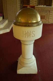 Marble Baptismal Font w/cover + + + chalice +  
