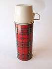 Vintage Thermos Plaid Tartanware Insulator 1973 Tan Lid