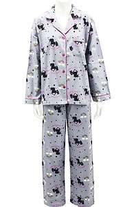 Leisureland Womens Flannel Pajama Set Top Pants Unicorn Rainbow Gray