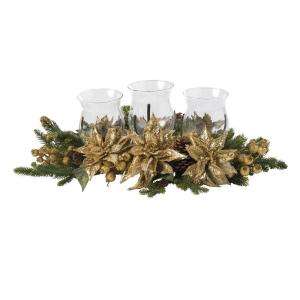 Nearly Natural 30 In. Golden Poinsettia Triple Candleabrum 4913 at The 