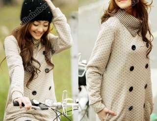 New Fashion Korea Womens Autum Grid Knitting Top Long Coat Jacket 3 