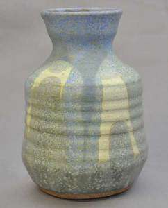 Stoneware Art Pottery Vase Blue & Green Signed Kline  