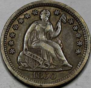 1850 O Seated Liberty Half Dime AU+ NICE & ORIGINAL  