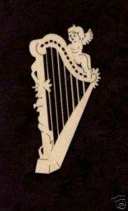Music ANGEL & Harp Christmas Ornament Wood Cutout#821 4  
