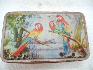 Vintage Parrot On Tree Print Confectionery Ad Litho Tin Box  