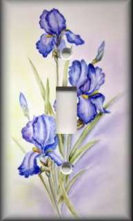   Switch Plate Cover   Floral   Spray Of Purple Iris Flowers   Irises