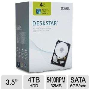 Hitachi Deskstar 0S03364 3.5 Hard Drive   4TB, SATA III, 6GBps, 5400 