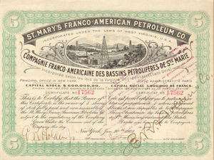 1902 Franco American Petroleum  WV stock certificate  