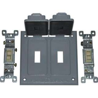 Double Weatherproof Electrical Switch Cover with Single Pole Switches 