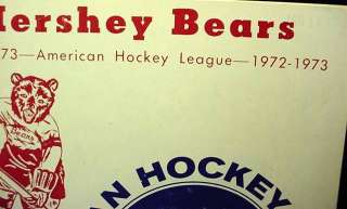 1972 73 AHL Hershey Bears American Hockey Schedule Book  