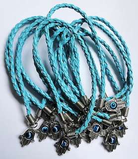   Evil Eye Light Blue String Bracelets   Lucky Charm Pendant  