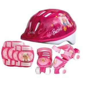 Rollschuhe + Helm + Ellbogenschützer + Knieschützer Barbie