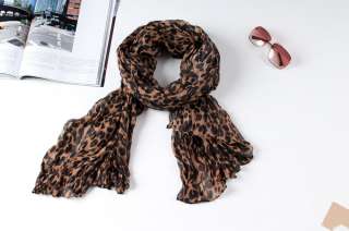 new Womens Long Crinkle Scarf Wraps Shawl Stole Soft Leopard Scarf 