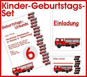 Geburtstag Kindergeburtstag Feuerwehr Einladung Set NEU  