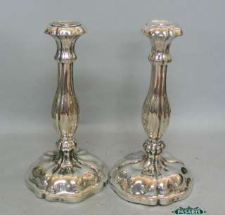 Fine Pair Hungarian Silver Candlesticks Budapest 1864  