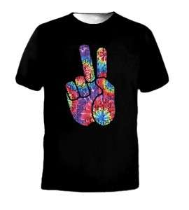 Tie Dye Dyed Peace Free Sign Symbol Hand Cool T Shirt  