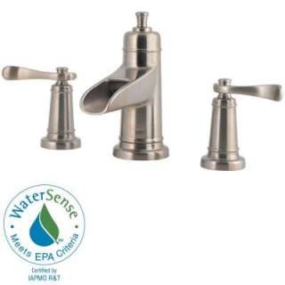   Handle Waterfall 8 in. Widespread Bathroom Faucet in Brushed Nickel