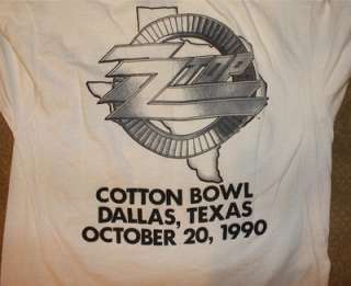 ZZ TOP 1990 Cotton Bown Dallas Tx shirt LARGE  
